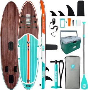Niphean Inflatable Stand Up Paddle Board with Stabiltrac Fin Design and SUP Accessories and 4-Layer Insulated Paddle Board Cooler Box