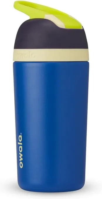 Owala Kids Flip Insulated Stainless-Steel Water Bottle with Straw and Locking Lid, 14-Ounce, Navy/Blue (Celestial Sphere)