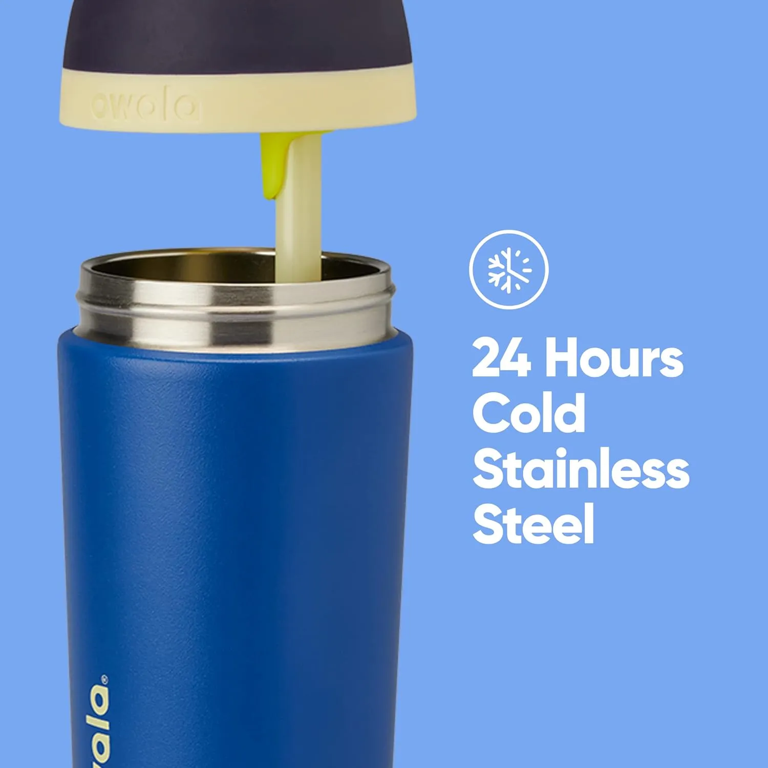 Owala Kids Flip Insulated Stainless-Steel Water Bottle with Straw and Locking Lid, 14-Ounce, Navy/Blue (Celestial Sphere)