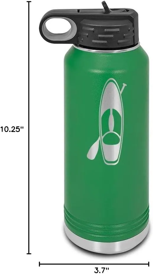 Paddle Board and Paddle Laser Engraved Water Bottle Customizable Polar Camel Stainless Steel with Straw - paddle boarding sticker pabbleboard sup stand up v2 Green 32 oz