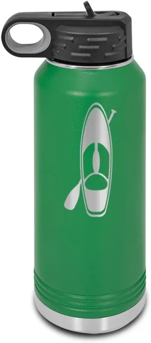 Paddle Board and Paddle Laser Engraved Water Bottle Customizable Polar Camel Stainless Steel with Straw - paddle boarding sticker pabbleboard sup stand up v2 Green 32 oz