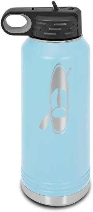 Paddle Board and Paddle Laser Engraved Water Bottle Customizable Polar Camel Stainless Steel with Straw - paddle boarding sticker pabbleboard sup stand up v2 Light Blue 32 oz