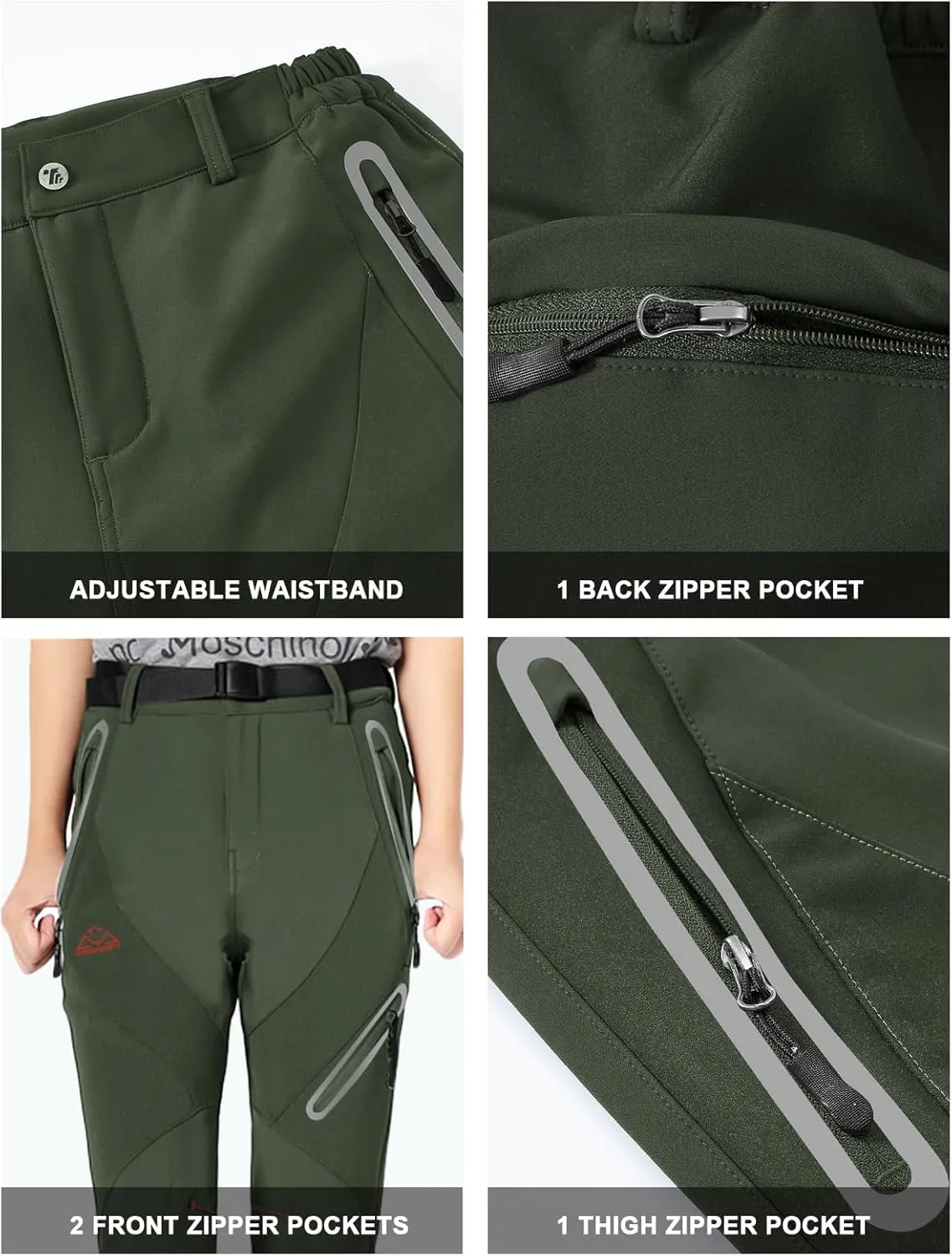 Rdruko Women's Snow Pants Waterproof Insulated Fleece Thermal Ski Hiking Snowboard Pants