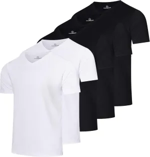 Real Essentials 5 Pack: Men's Mesh Quick Dry Short Sleeve V-Neck T-Shirt - Athletic Performance (Available in Big & Tall)