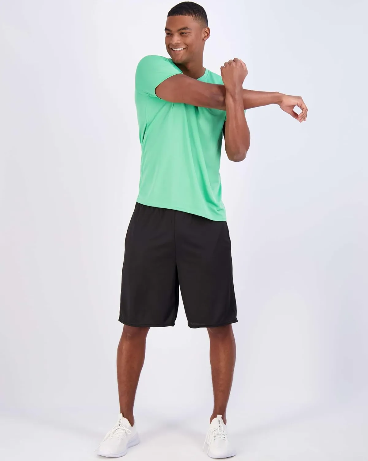 Real Essentials 5 Pack: Men's Mesh Quick Dry Short Sleeve V-Neck T-Shirt - Athletic Performance (Available in Big & Tall)