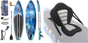 SereneLife Inflatable Stand Up Paddle Boardwith Premium SUP Accessories & Carry Bag & Detachable Universal Paddle-Board Seat - Adjustable Paddle Board Seat, Form-Fitting Design - SLSUPST15