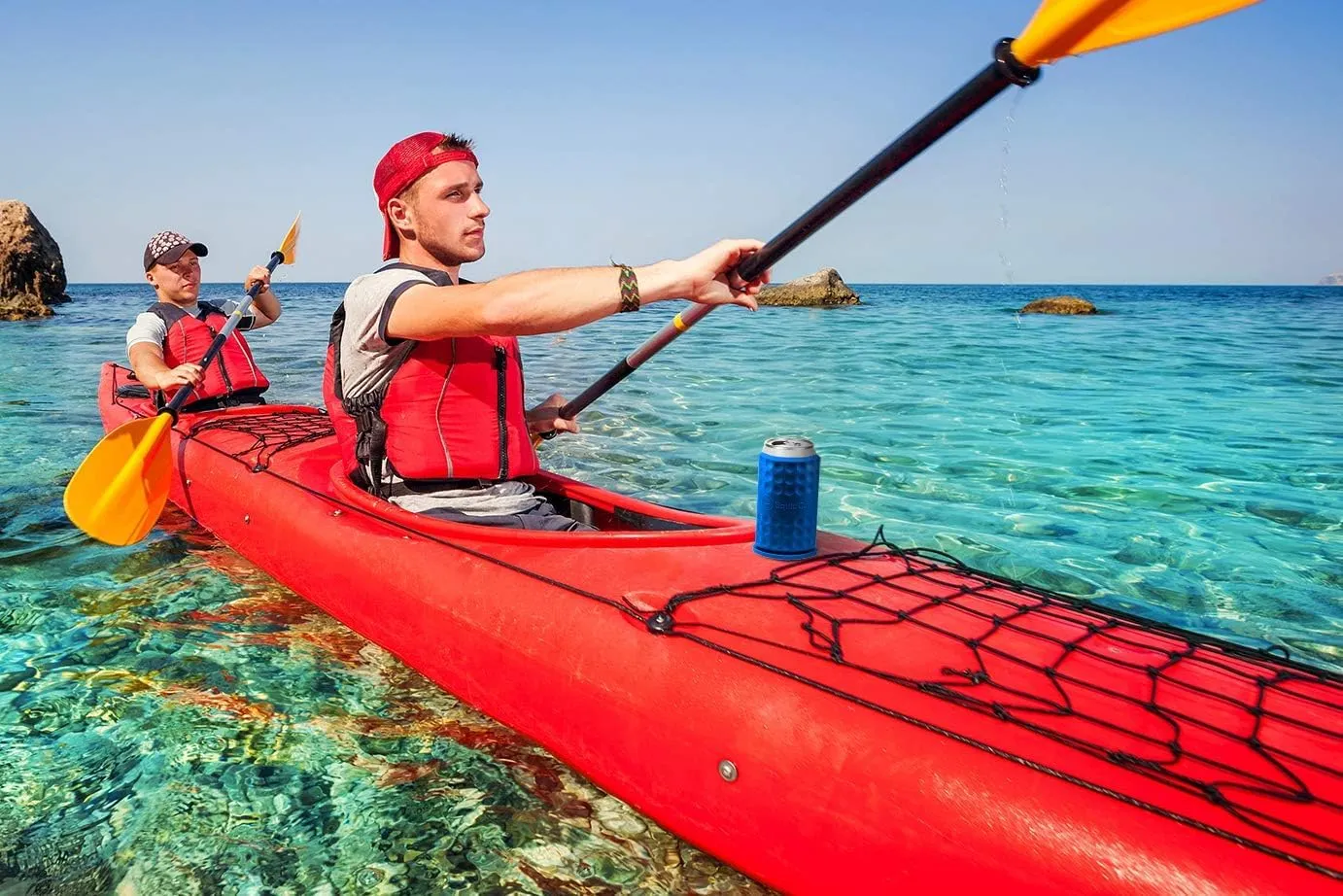 Sqoozie Non-Tipping Insulated Boat Can Holder (Island Blue, Standard) Portable, Magnetic & Suction for SUP's, Kayaks, RVs, ATV, Garage and More