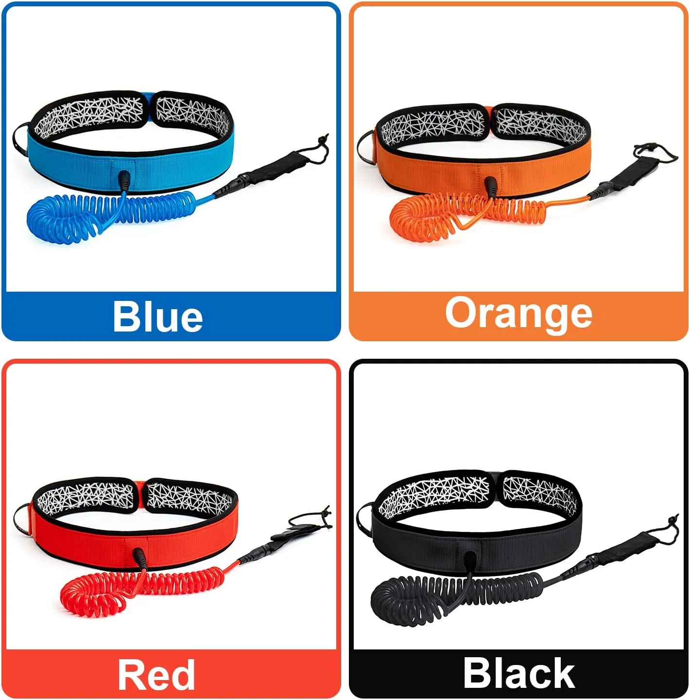 Surfboard Waist Leash 7mm Thick 10ft Coiled Surf Board Leash SUP Stand Up Paddleboard Leash