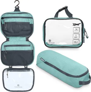 Toiletry Bag Kit Set: Hanging Travel Toiletry Bag   311 TSA Cosmetic Liquid Bag   Ultralight Accessory Organizer Pouch