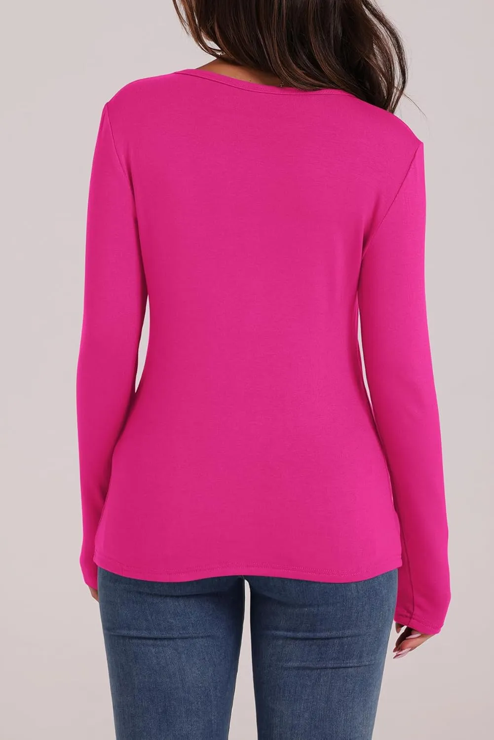 WIHOLL Long Sleeve Thermal Shirt for Women Light Fleece Tops Spring 2025 Crew Neck Casual Basic T-Shirts
