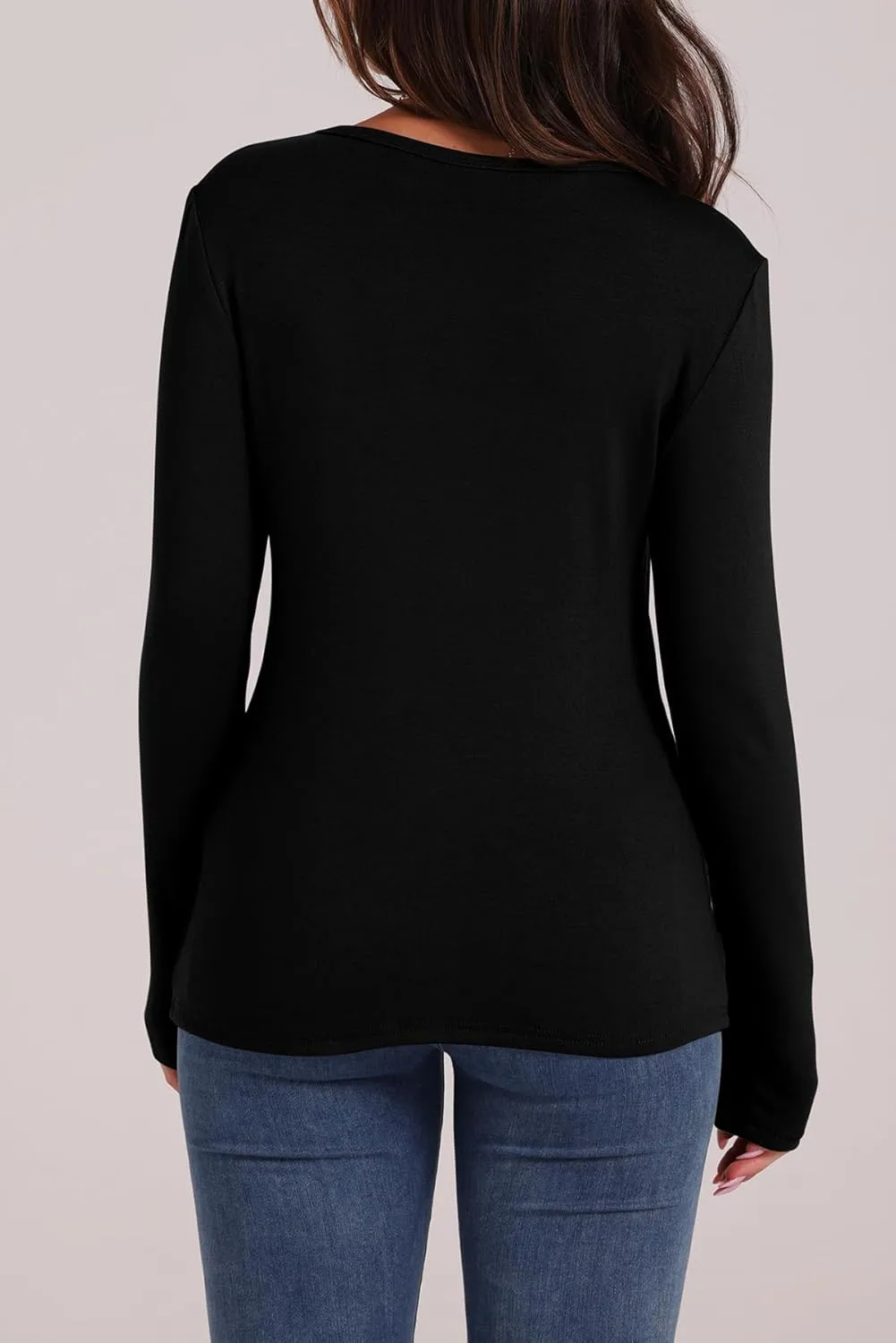 WIHOLL Long Sleeve Thermal Shirt for Women Light Fleece Tops Spring 2025 Crew Neck Casual Basic T-Shirts